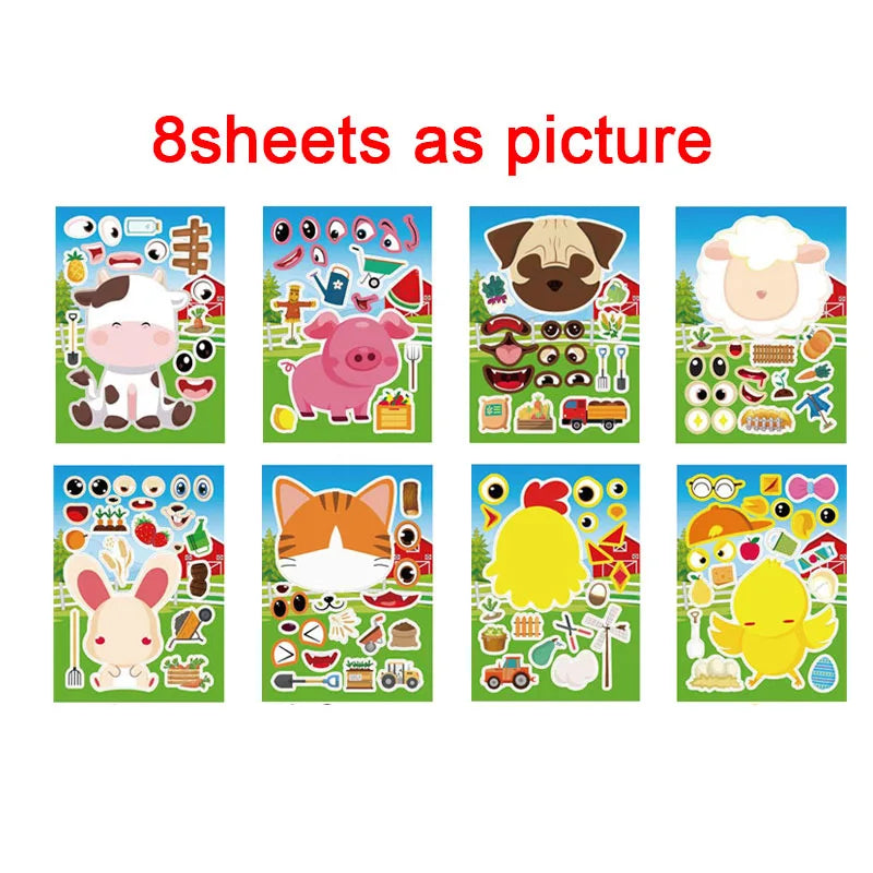 sticker animaux ferme multicolore cartoon adhésif diy activités enfants garçons filles fournitures bricolage artisanal
