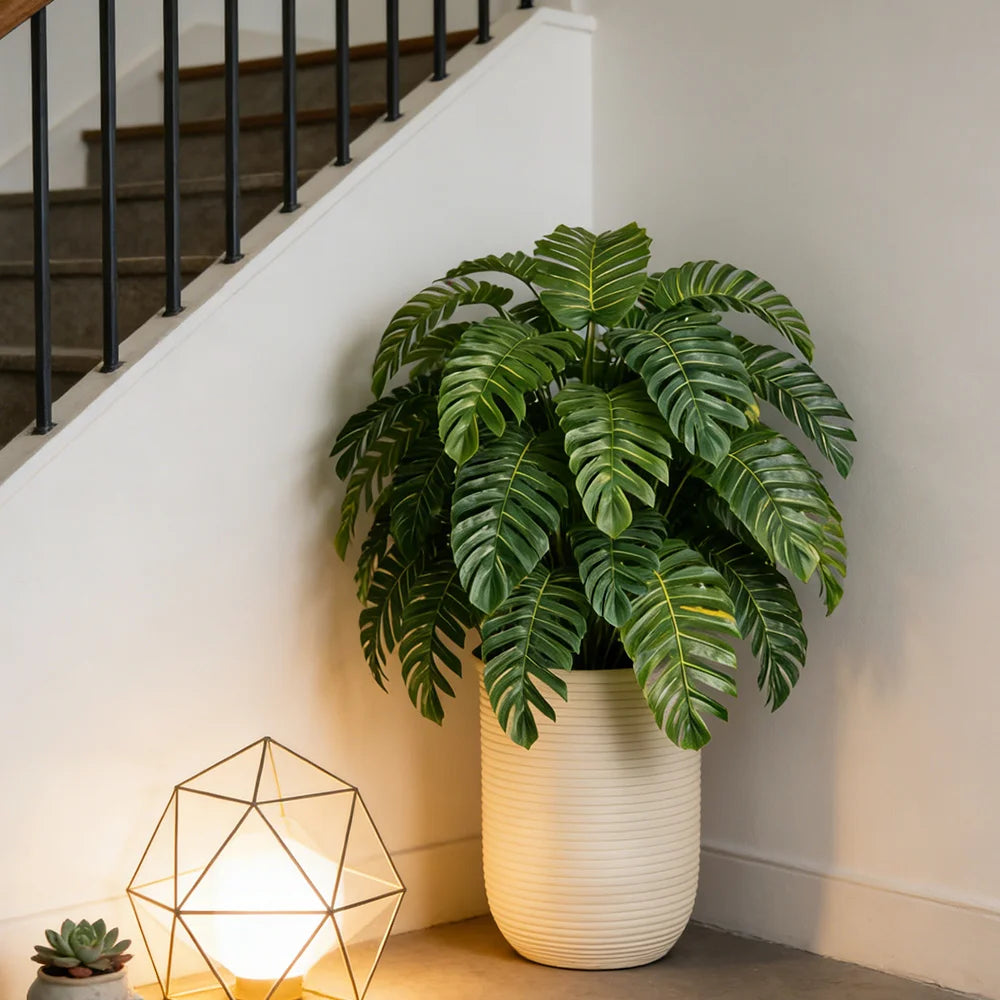 feuilles tropicales artificielles palmier vert monstera decoration maison jardin plante synthetique branches feuillage naturel