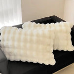 taies d'oreiller solides couleur unie polyester bouclées modernes 48x74cm blanc gris vert pastel