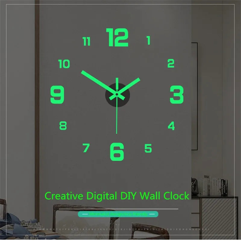 horloge murale DIY moderne numéreuse aiguille vert fluo doré rouge noir