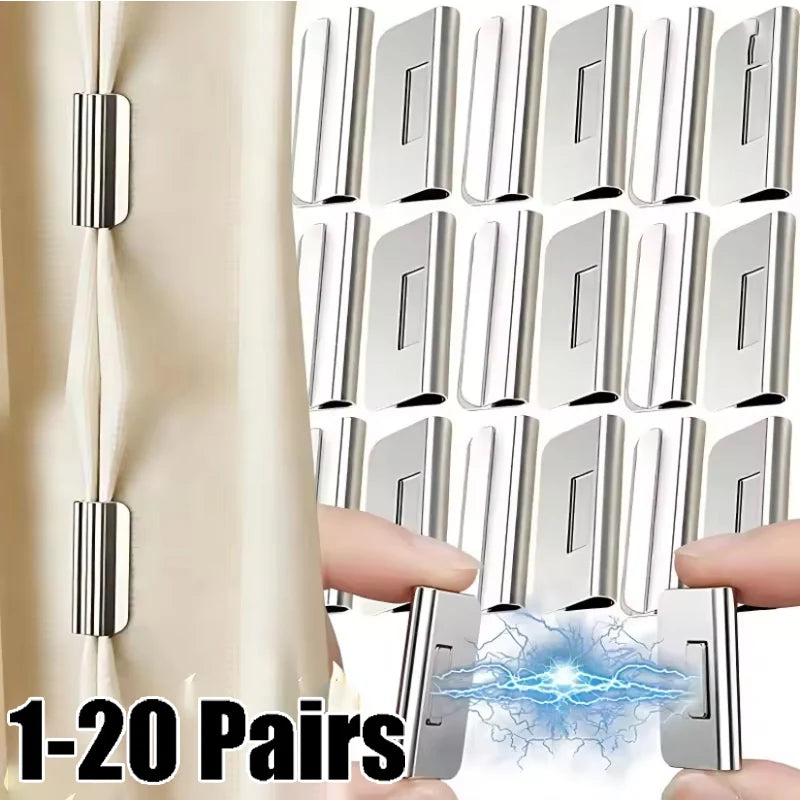 clips magnétiques rideaux argenté moderne opacité chambre 10 paires fixations tissu pvc