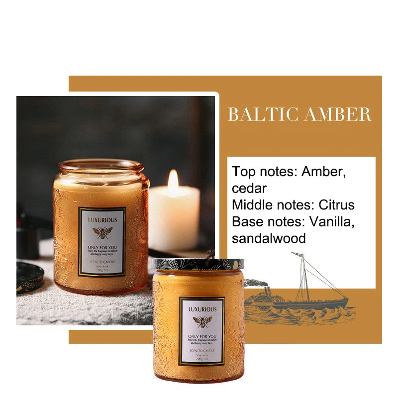 bougies parfumées soja aromathérapie gris métallisé dentelle élégantes decoration maison sérénité Baltic Amber Misty