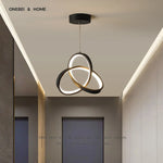 Suspension lumineuse moderne minimaliste anneau entrelacé noir blanc doré chambre salon hall
