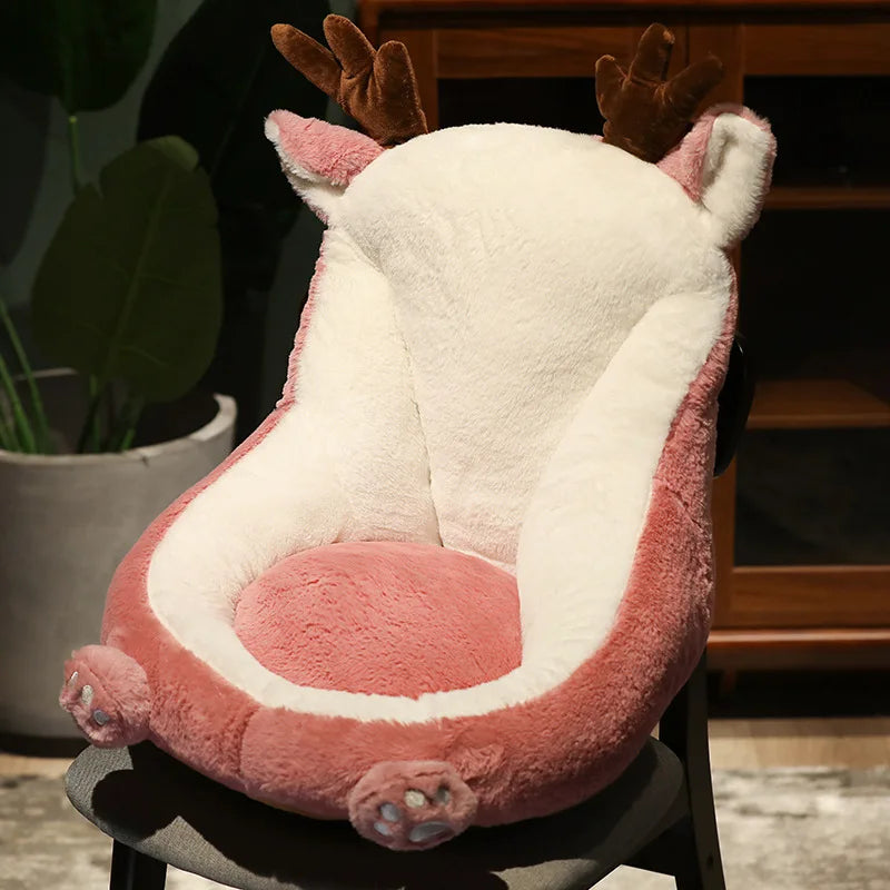 coussin chaise doux motif animal moderne oreilles pattes queue beige rose vert clair