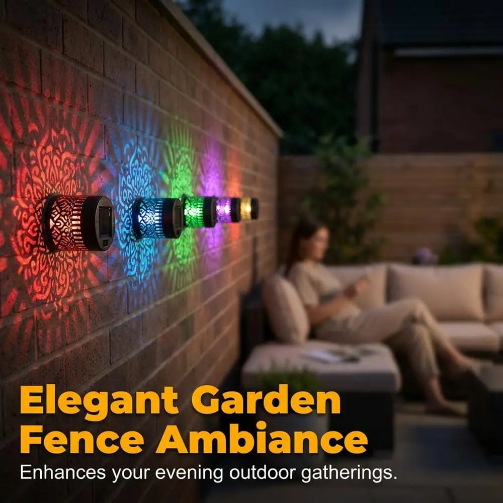 décoration jardin lampe solaire murale mandala moderne noire doréeextérieur patio