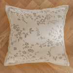 housse coussin carrée jacquard motif floral vert beige gris décoration salon chambre moderne chic