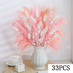 bouquet plumes graminées fleurs séchées blanc rose boho décoration intérieure anniversaire mariage