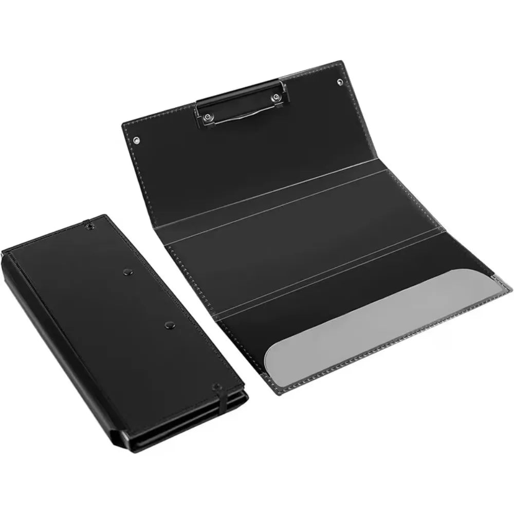 porte documents noir moderne plastique 312mm 241mm clips papier stylo