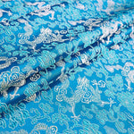 tissu brodé dragon nuages rouge bleu traditionnel opacité jacquard polyester rayon crafting matériaux