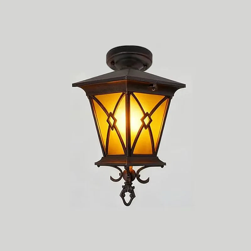 lampe murale classique vintage marron foncé jaune doré motifs géométriques ip55 résistante l'eau aluminium