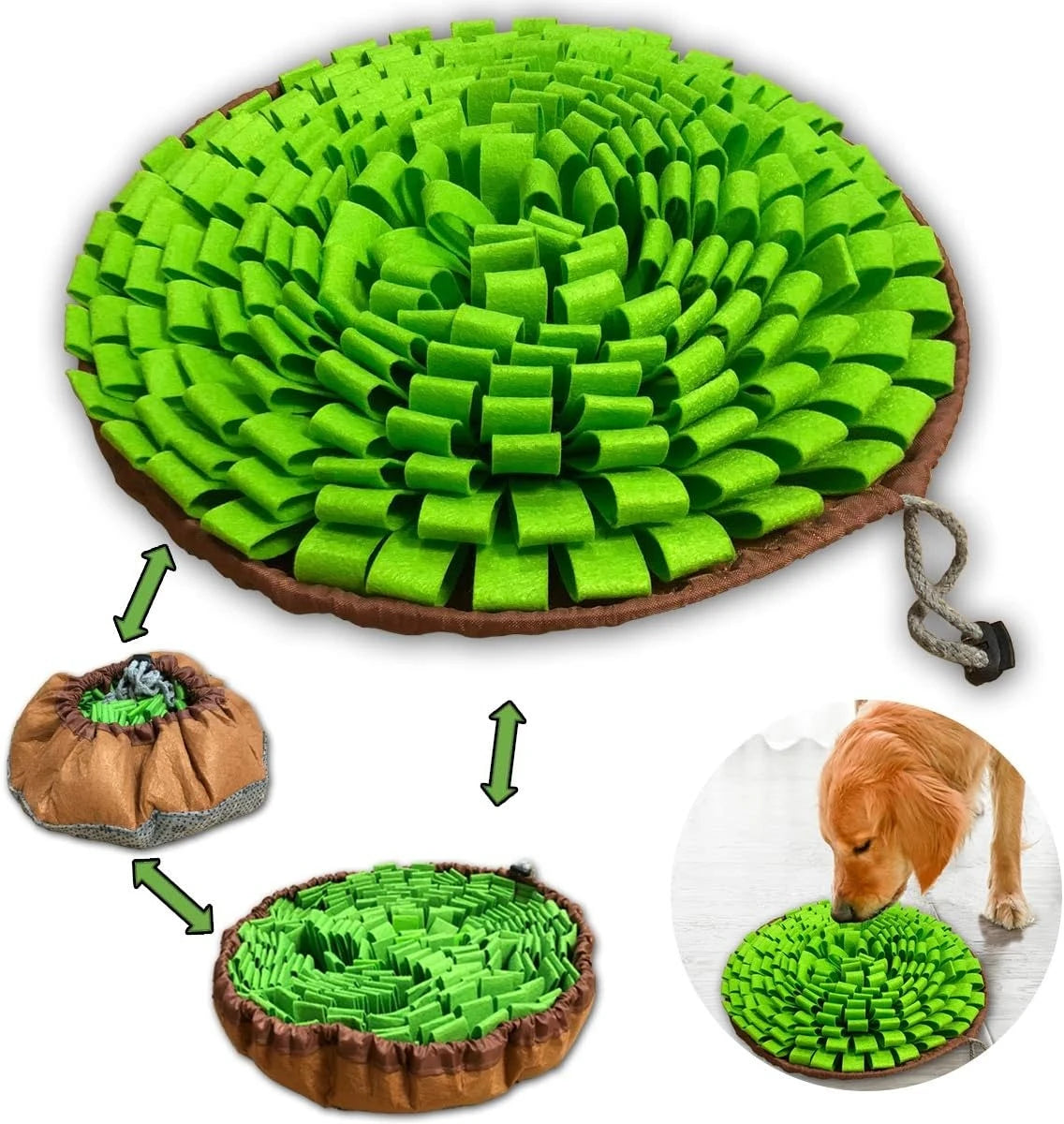jouet interactif chien fleurs motifs géométriques orange vert blanc marron clair non slip