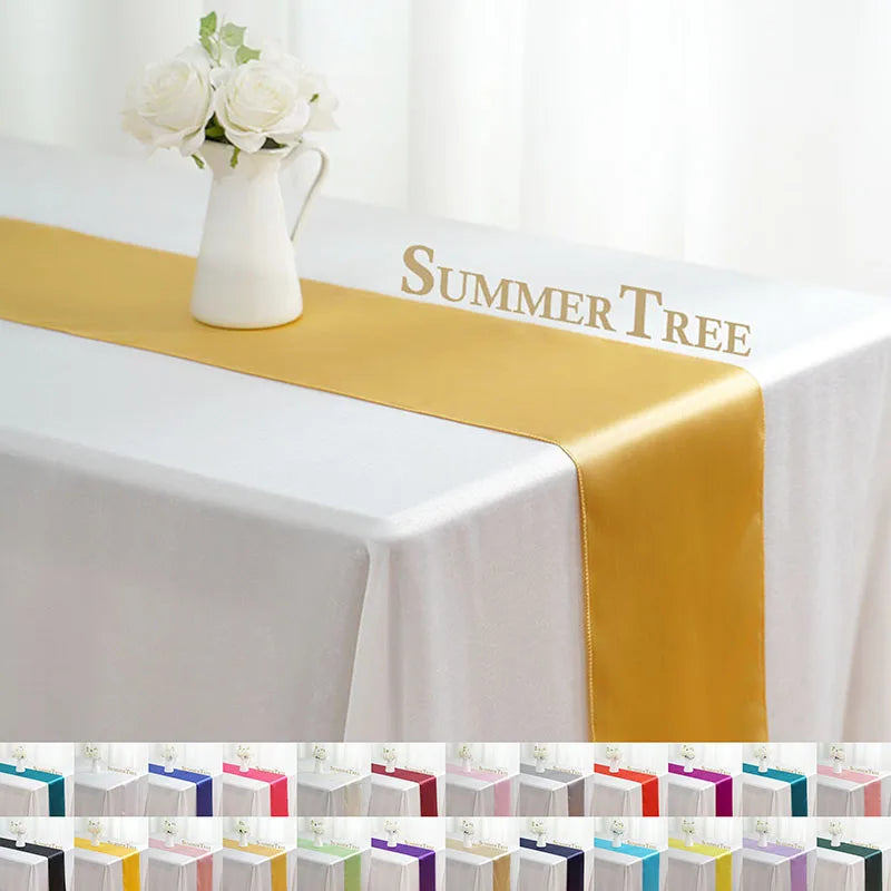 chemin table satin uni moderne décoration mariage fête salle manger luxe