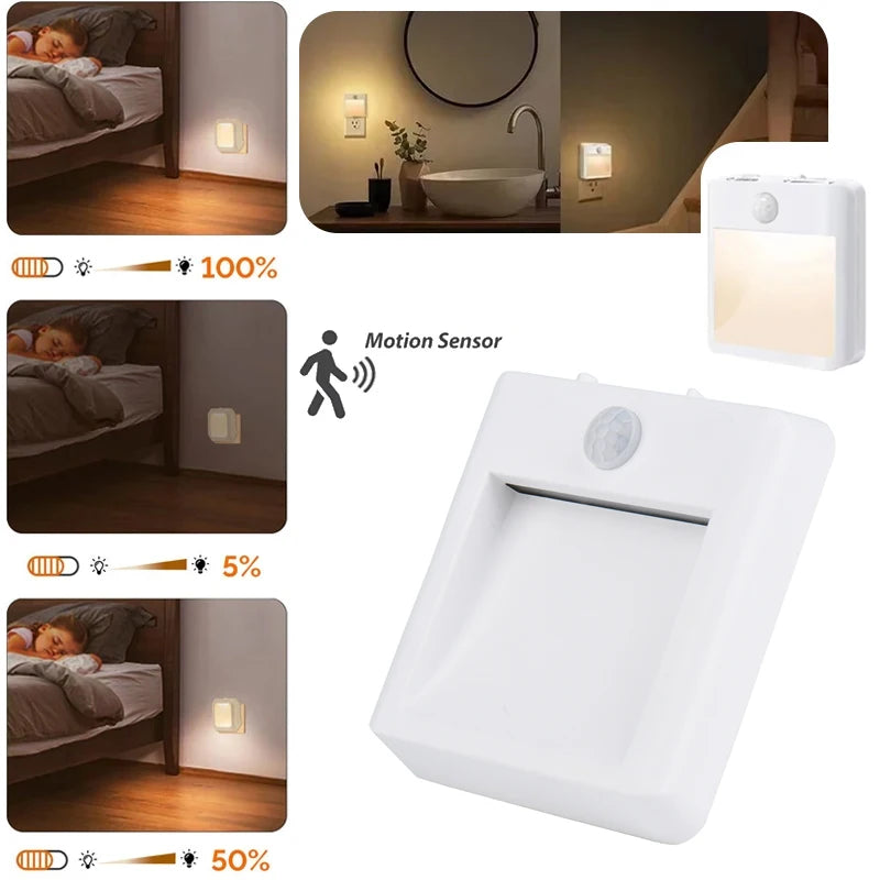 lampe nuit sensorielle mouvement blanc moderne adhésif auto on led économieénergie chambreescalier