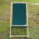 chaise longue pliable bois massif toile rayée plateau d'appoint plage