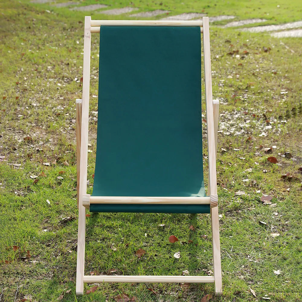 chaise longue pliable bois massif toile rayée plateau d'appoint plage