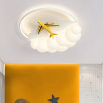 lustres led modernes nuages avions chambre enfants blanc jaune bleu gris