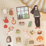 sticker autocollant transparent illustratif multicolore animaux objets ménagers personnages scrapbooking diy bricolage