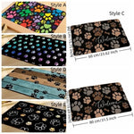 tapis antidérapant empreintes chien moderne bleu marron noir décoration sol