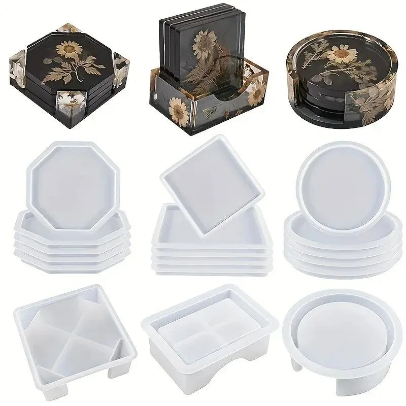 moules silicone sous verres deco minimaliste fleurs séchées marbre opaques noir blanc beige adhésif