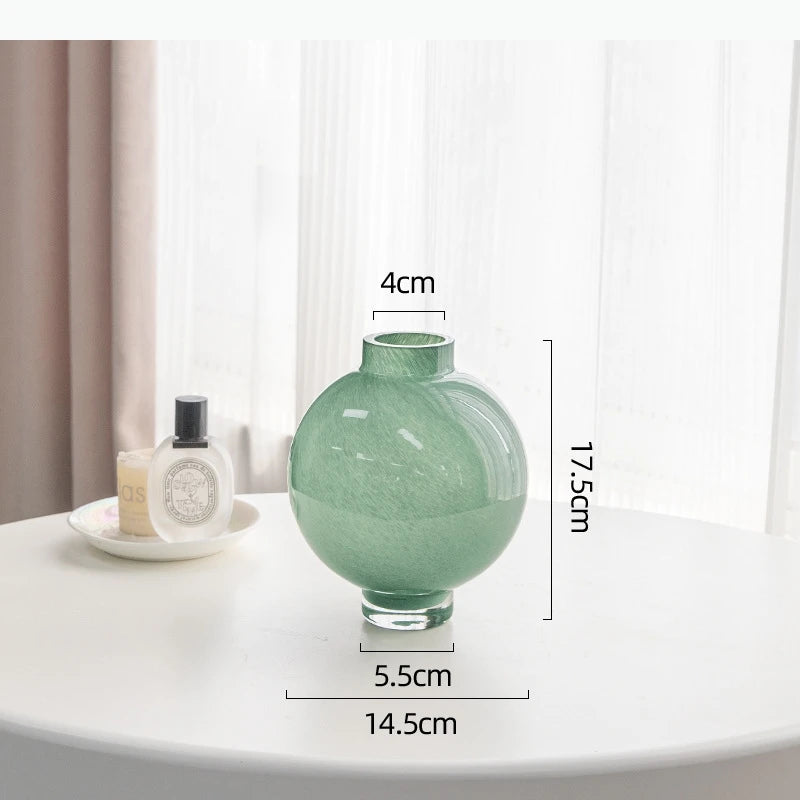 vase verre vert moderne grande taille décoration table arrangement floral