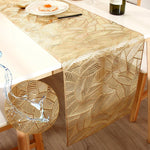 table chevet moderne chemin table motifs végétaux feuilles or blanc semi transparent