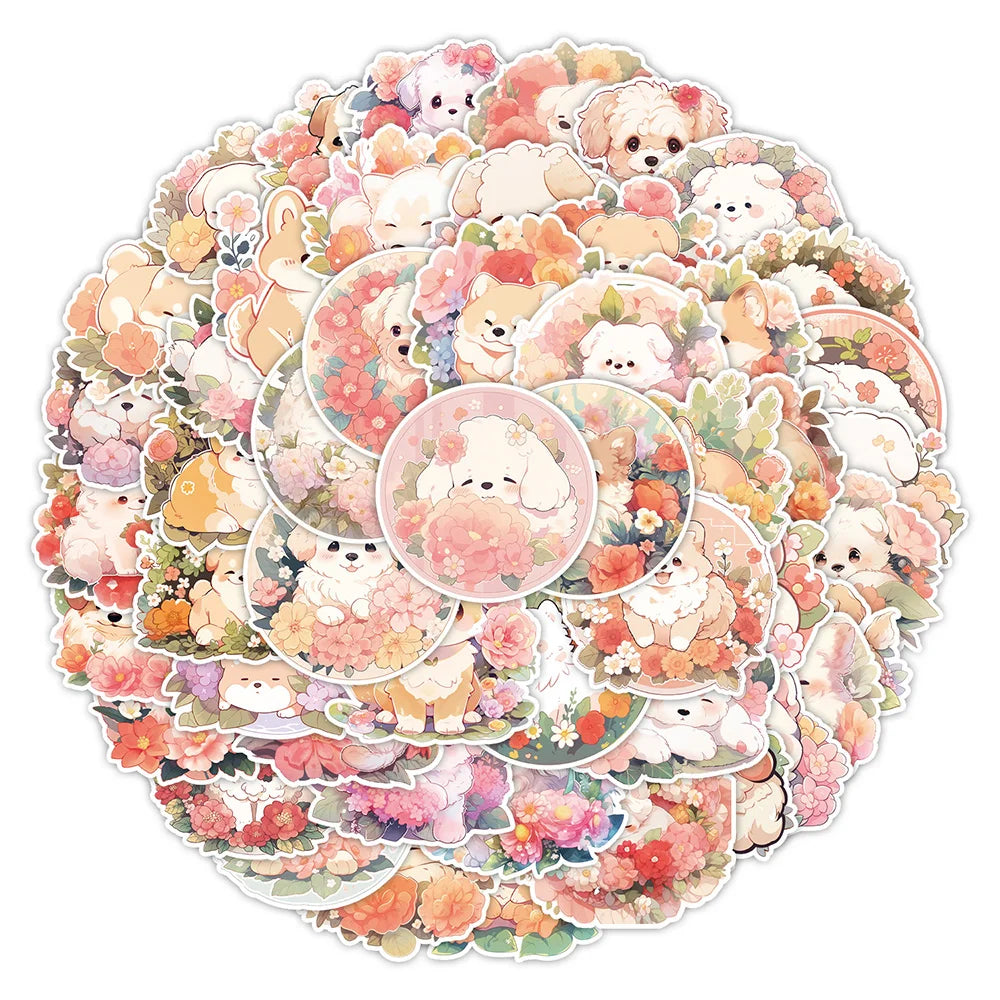sticker animal dessin animé enfant kawaii fleurs adhésif imperméable collection papeterie