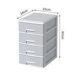 rangement tiroirs multi niveaux couvercle coulissant moderne gris clair blanc matériau métal organisateur