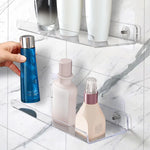 étagère murale transparente moderne support cosmétiques respectueux environnement clips adhésifs single niveau cuisine