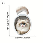 sticker toilette effet 3d animal mignon chat chien pvc illustration cartoon adhésif salle bain