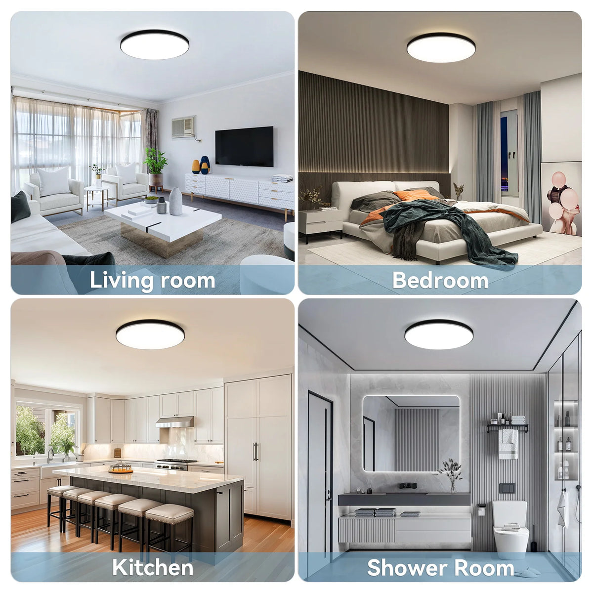 Lampe LED intelligente moderne blanc ronde télécommande fonction nuit dimmable réglage couleur sélection luminosité