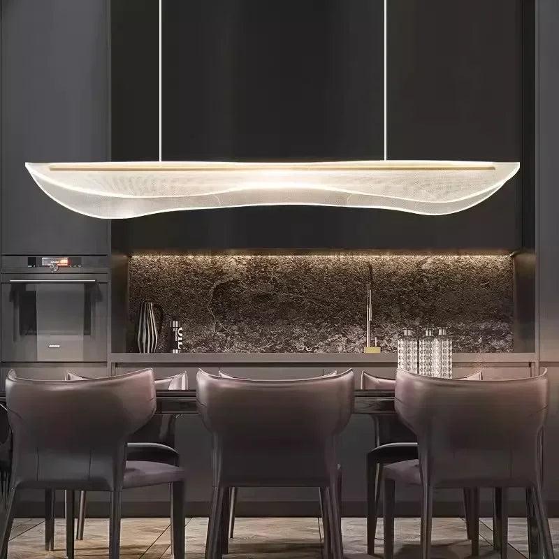 suspension lumineuse moderne blanc doré texture maille fine clips métalliques 6000K 4500K 3000K