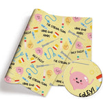 tissu bohème imprimé dessins animés humour violet bleu gris coton polyester serviettes enfants patchwork