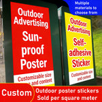 sticker publicitaire moderne adhésif rouge blanc gris logo film transparent extérieur vitrine magasin