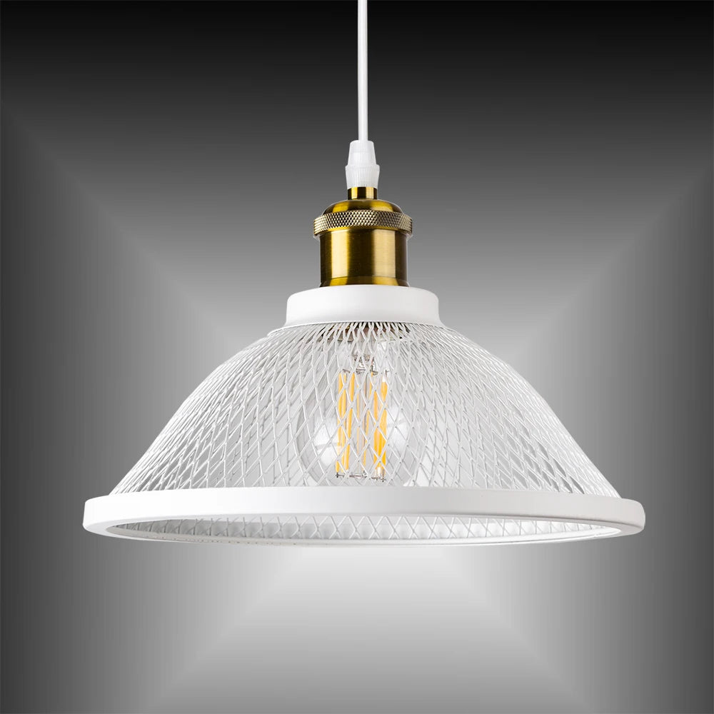 lampe suspendue industrielle noir doré maille métallique opacité câble noir salon chambre étude