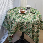 nappe vert fleurs fines coton polyester table maison fête classique assiettes verres