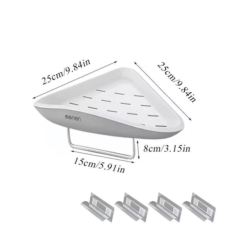 étagère salle bain blanc adhésive imperméable abs moderne porte serviettes triangulaire