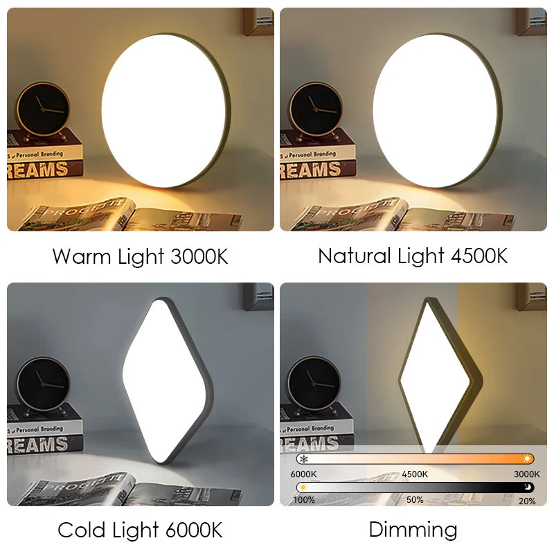 Plafonnier LED noir 30W éclairage chambre