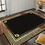 tapis géométrique noir or marron moderne salon chambre élégant motifs floraux 40x60cm