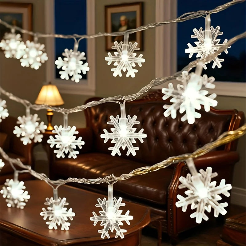 guirlande lumineuse flocons neige blanc multicolore noël anniversaire mariage clips décoration moderne chambre salon