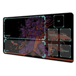 tapis jeu carte magique zone samouraï noir violet illustration florale animale fantastique graphique