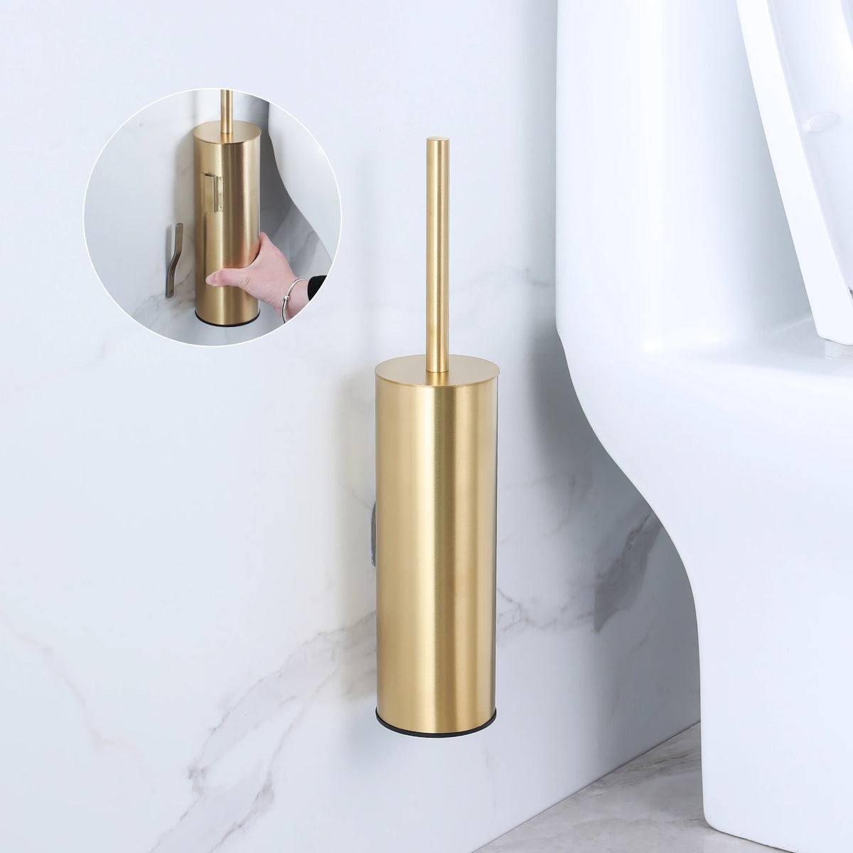 brosse wc inoxydable moderne blanche noire argent or support mural pieds