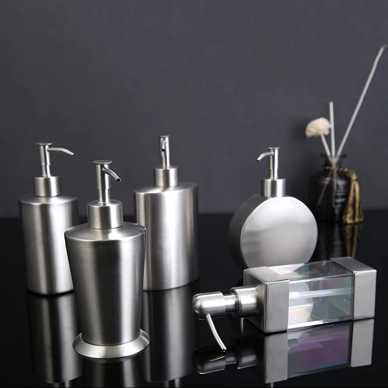 distributeur savon liquide moderne argenté 260ml 300ml 320ml 350ml 400ml 500ml 550ml pompes pression