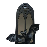 miroir mural gothique chauves souris bois noir relief décoration intérieure salon chambre vintage arc