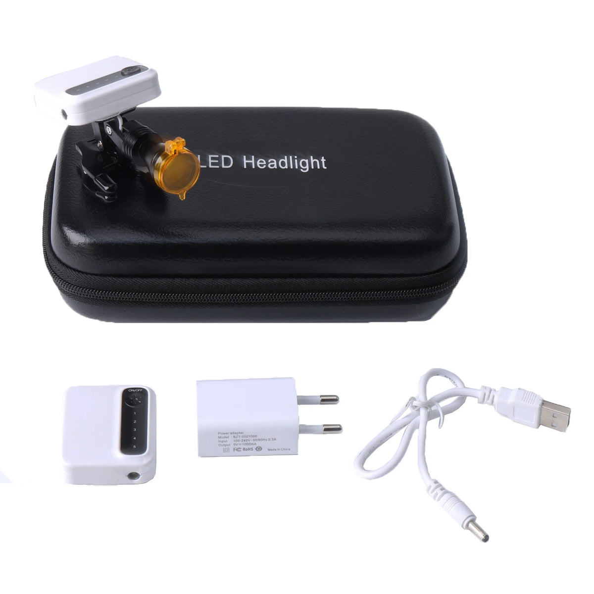 projecteur dentaire led portable chargeur batteries mallette rangement noir orange