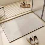 tapis sol moderne antidérapant rayures horizontales beige clair rapide absorption salle bain porte usage