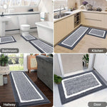tapis sol microfibre moderne gris blanc bordure blanche antidérapant salle bain