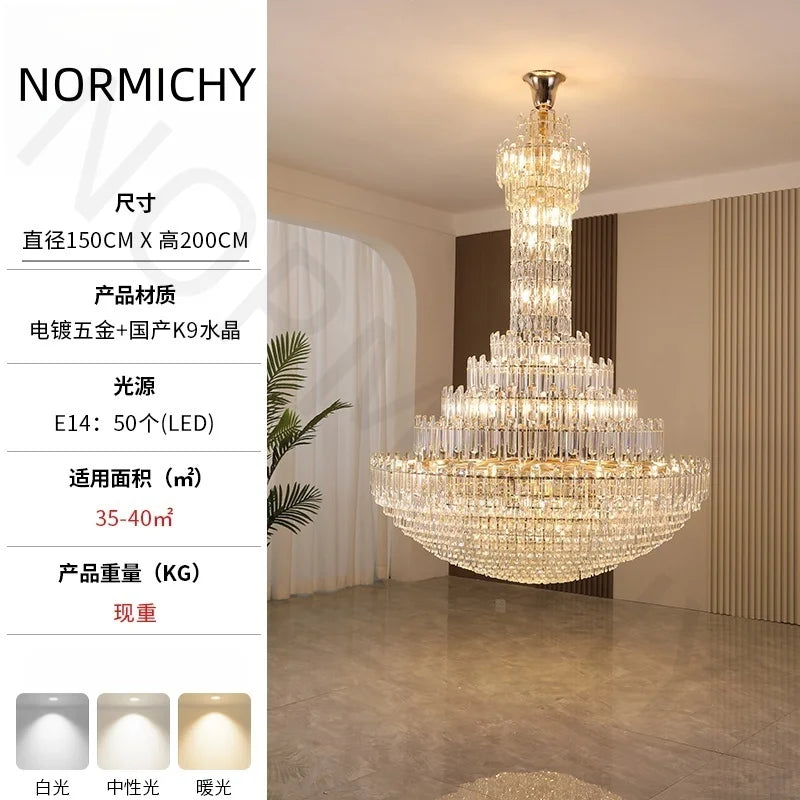 lustre cristal doré suspension salon hall lumière classique 20 sources 90v 260v