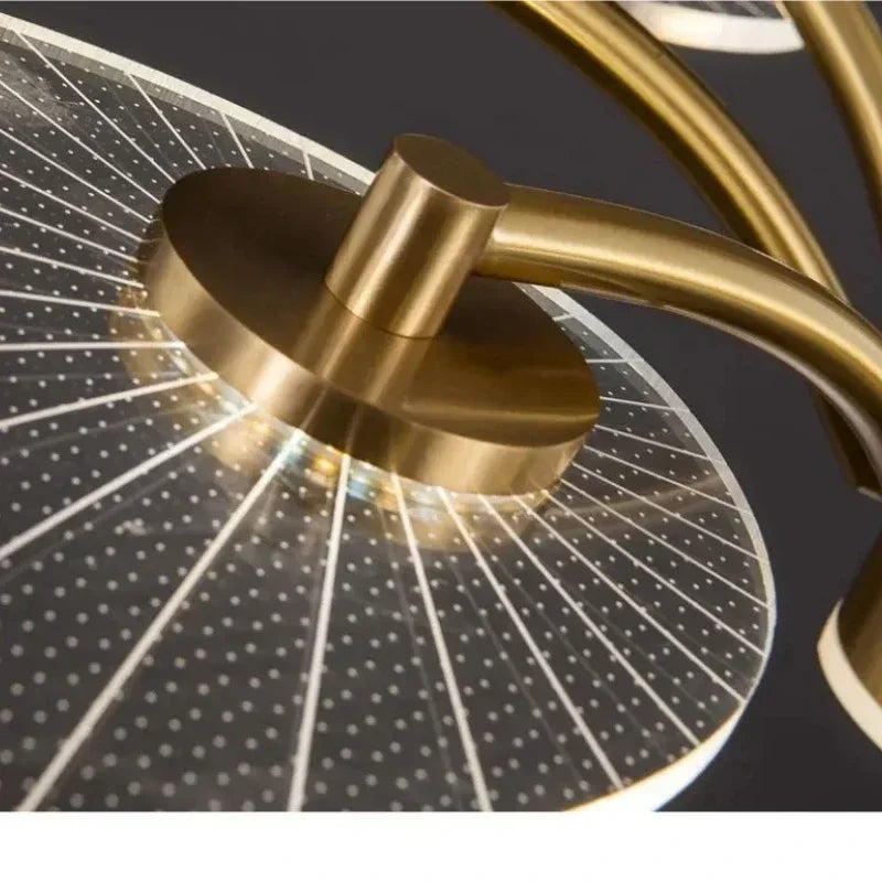 chandelier moderne suspension or blanc abat jour translucides ampoules led 10 lumièresversible