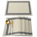 serviettes table classiques motif géométrique rouge gris bleu marine beige