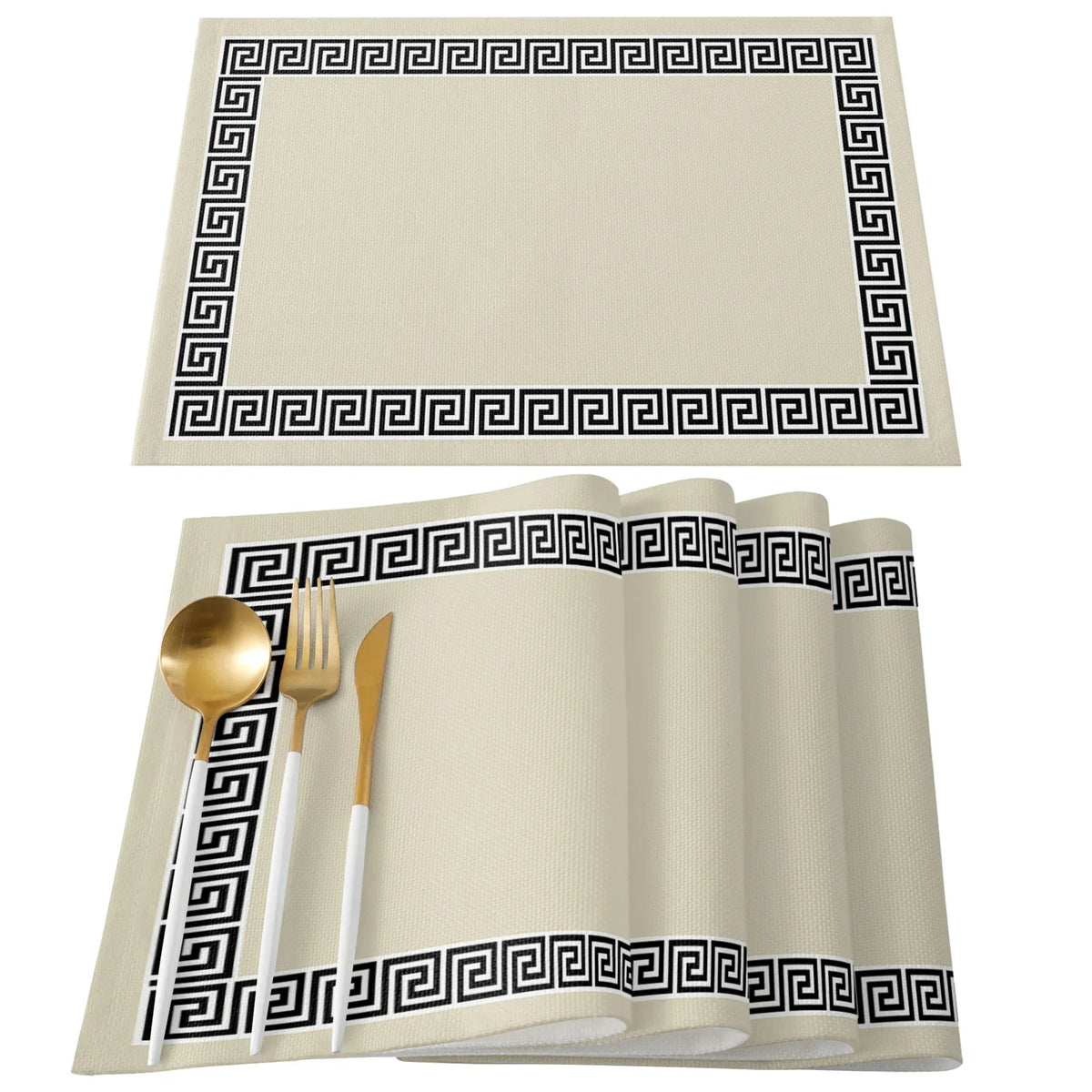 serviettes table classiques motif géométrique rouge gris bleu marine beige